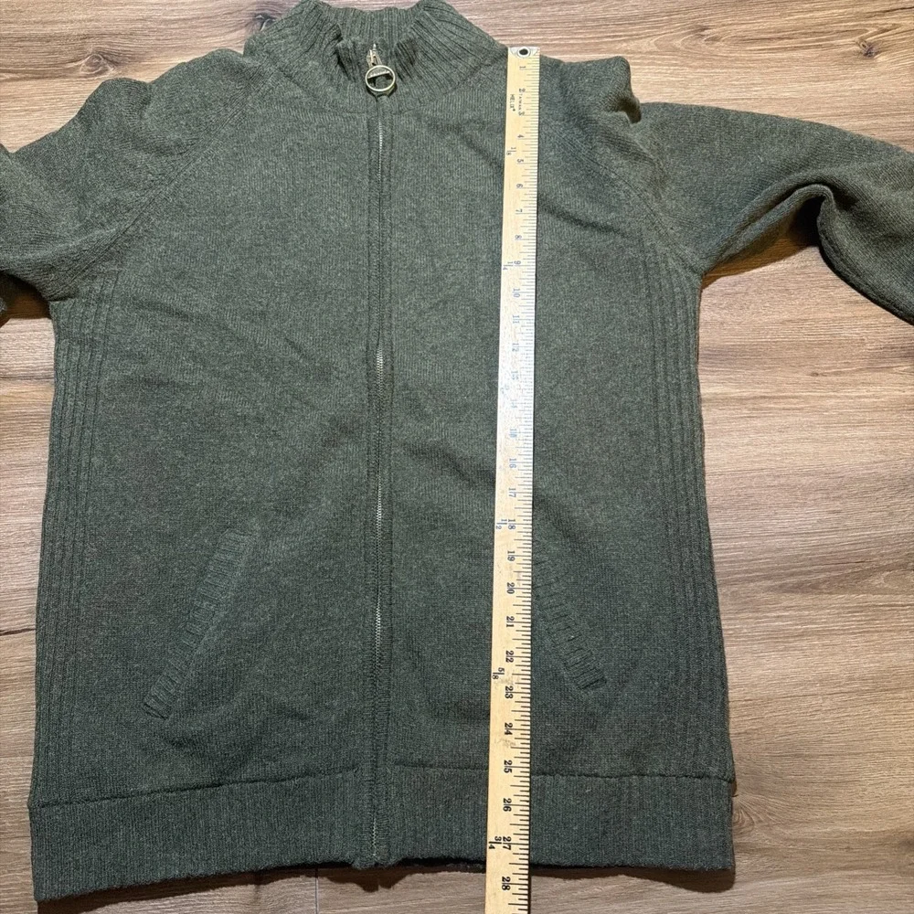Barbour Full Zip Jumper Green Mens LARGE Soft Lambswool Hilltop Thru Seaweed